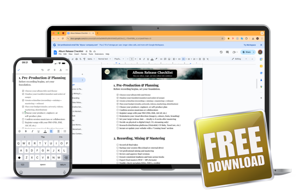 Album release checklist