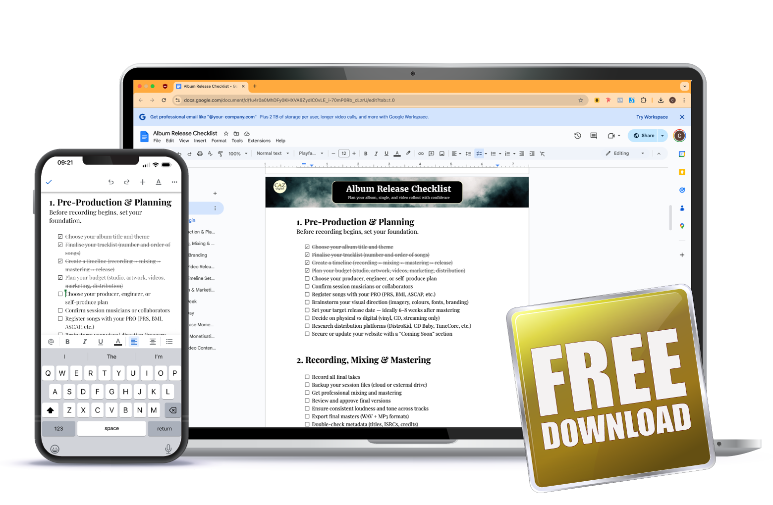 Album release checklist