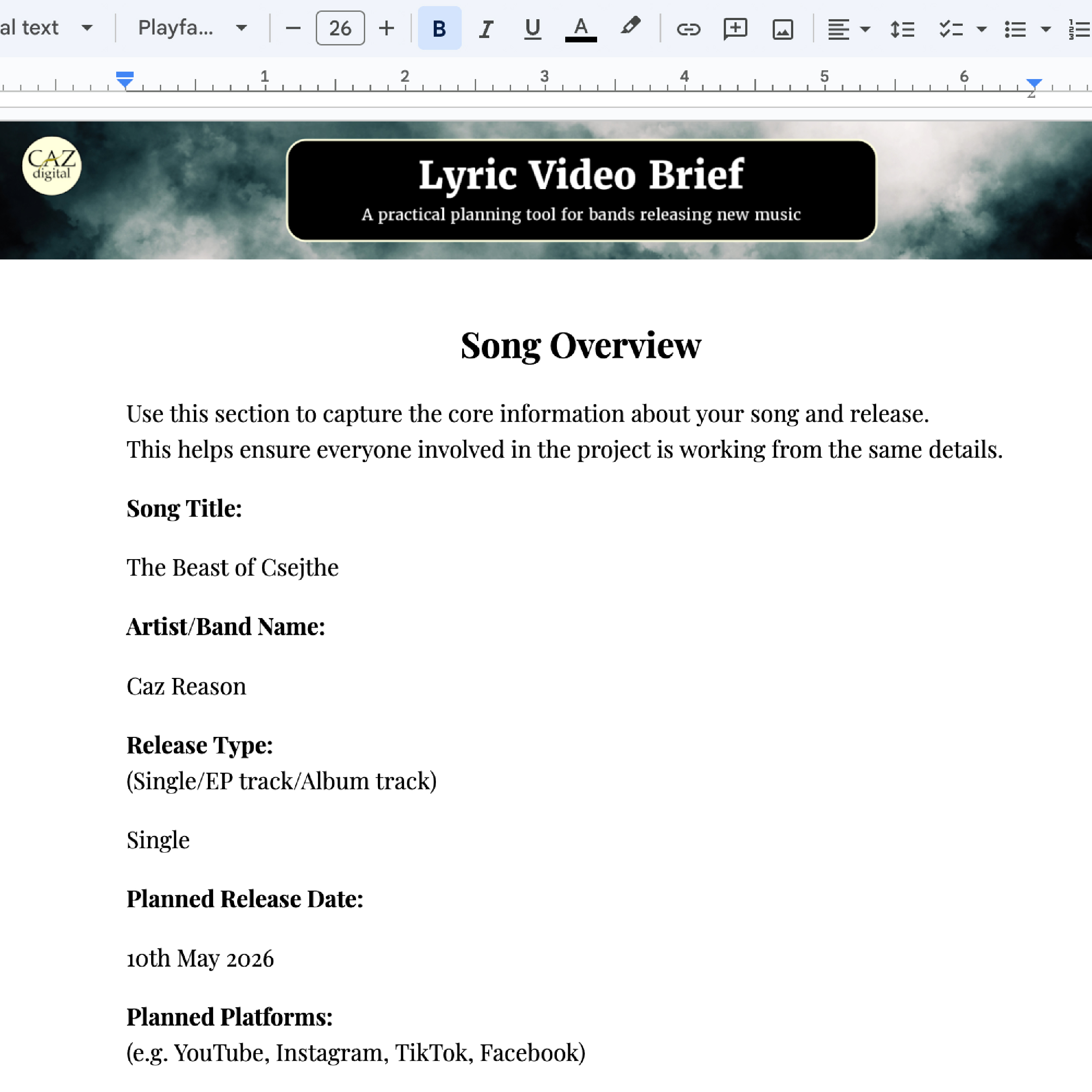Lyric Video Brief
